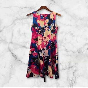 London Times Colorful Floral Midi Dress
